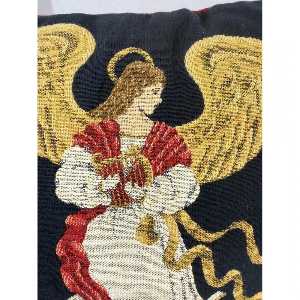 Vintage Angel Tapestry Throw Pillows‎ Set of 2 Christmas Decor Burgundy Navy